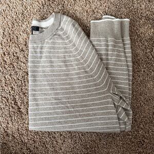 Banana Republic Men's Crewneck Sweater in Greige and White Stripes